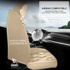 AOMSAZTO Car Seat Covers Fit for Cadillac XT4 2019-2026 Leather Car Seat Cover Seat Cushion Protector Airbag Compatible Waterproof Full Set 5 Seats Beige
