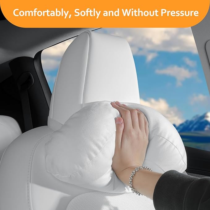 Soft car headrest for Model 3 Y S X Highland Juniper Accessories Complies with The Original OEM Factory Standards No Pressure no Odor Easy to Clean Pain Relief Car Neck Pillow 1pc White