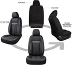 PU Leather Car Seat Covers Full Set – Waterproof seat Cover for Cars，3D Foam Support Automotive seat Covers ，Airbag Compatible, Universal Fit for Cars SUVs Trucks Sedans（Black/Grey）