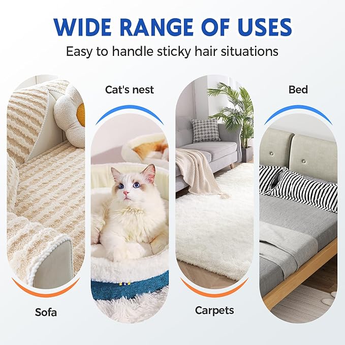 2025 New Pet Hair Remover, 4 in 1 Pet Hair Removal Tool for Couch Carpet Furniture, Multifunctional Double Sided Dogs Cats Hair Removal Brush, Reusable Cleaning Brush for Window (3 Pc)