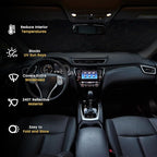 Windshield Sun Shade, Car Sun Shade Windshield, Reflector Sunshade Offers Ultimate Protection for Car Interior, Reflective Polyester Blocks Heat for Sedans, Mini SUVs, Hatchbacks - 57 x 31.5 inches