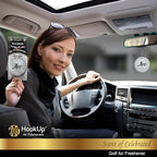 Golf Car Air Freshener by HookUp - 10 Pack - Black Gold Scent (Extra Strong) | Unique Golf Gift for Players, Coach, Fans | Hanging Car Accessory with Long Lasting Fresheners Smell