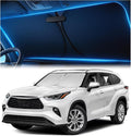 Windshield Sunshade for Toyota Highlander L LE XLE Limited Platinum 2020 2026 - No-Light-Pass Technology, Mirror Cut-Out, Blocks 99% UV Rays, Fade-Resistant, Easy-Fold Highlander Windshield Sun Shade