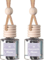 C&E Craft Co Hanging Car Air Freshener Diffuser 2 Pack, Long Lasting Fragrance Oil Car Freshener, Glass Bottle Auto Air Freshener, Made in USA (Honeysuckle Bloom)