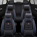 Car Seat Cover 6 Seats for Ford Explorer 2000-2026, Waterproof Durable Compatible Airbag, Premium Leather Seat Protector(6 Seats Luxury,Black Blue)