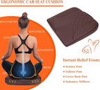 kingphenix Premium Car Seat Cushion, Memory Foam Driver Seat Cushion to Improve Driving View- Coccyx & Lower Back Pain Relief - Seat Cushion for Car, Truck, Office Chair (Leather Brown)