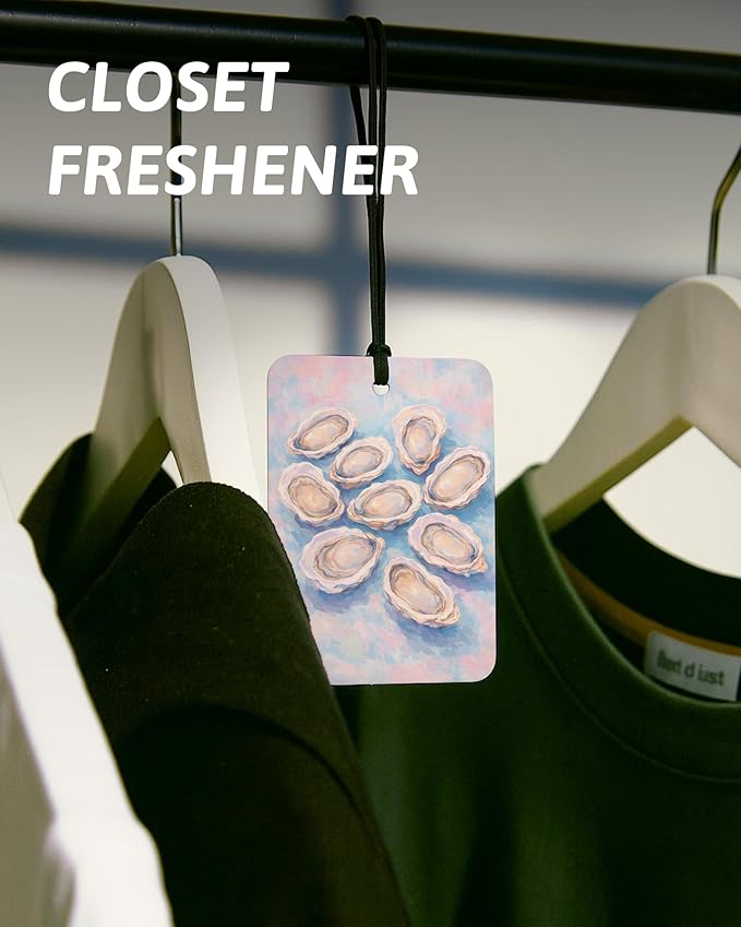 Pastel Summer Beach Air Freshener 4 Pcs, Nautical Ocean Oyster Seaside Hanging Air Freshener for Cars Closet Drawer Books, Girly Beachy Car Accessories Mirror Decor for Women