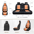 Coverado Seat Covers, Car Seat Covers Full Set, Leather Seat Covers for Cars, Car Seat Protector, Black Car Seat Covers Front Seats and Back Seats Universal Fit for Most Cars Orange