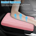 Hovom Car Center Console Armrest Pillow, 12.6"×7.87"×1.97" Leather Arm Rest Cover for Cars, Soft Comfortable Auto Armrest Cushion Pad, Vehicle Middle Console Cover, Car Accessories (Pink)