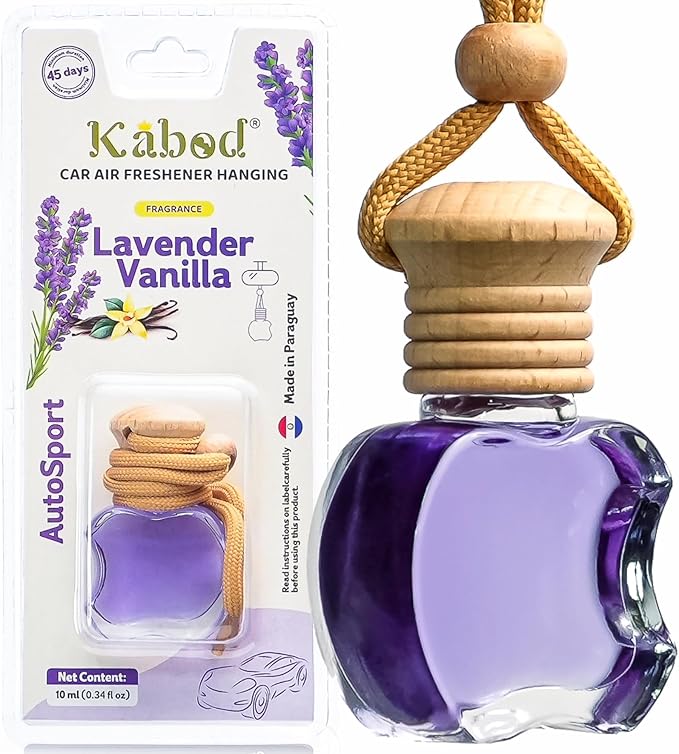 Kabod Lavender Vanilla Car Air Freshener | Hanging Essential Oil Diffuser | Natural Odor Eliminator | Long-Lasting Fragrance | 10 ml