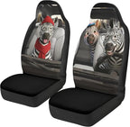 Zebra Car Seat Covers Set of 2 Funny Automobile Front Seat Covers Elastic Polyester Protection Interior Accessories Easy Installation Suitable for Most Cars,SUV,Sedan