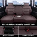 Coverado Chevy Silverado Seat Covers, Leather Car Seat Covers Custom Fit for Chevy Silverado GMC Sierra 2014-2018 1500, 2015-2019 2500HD 3500HD (Full Set, Brown)