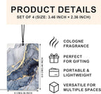 Abstract Blue and Gold Marble Car Air Freshener 4 Pcs, Contemporary Marble Texture Air Freshener Hanging for Cars Books Closet Drawer, Modern Blue Car Accessories for Women Men