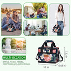 iknoe Insulated Lunch Bag, Foldable 8.5L Cooler Bag for Men & Women, Leakproof Thermal Design, Great for Office, Picnic, Travel, Lunch Box,Flower