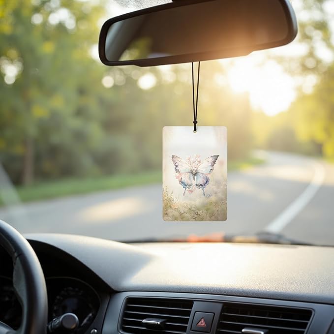 Floral Butterfly Moth Car Air Freshener 4 Pcs, Cottagecore Spring Botanical Wildflower Insect Hanging Air Freshener for Cars Closet Drawer Books, Butterfly Car Accessories for Women