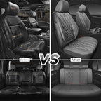 CAR PASS Piping Luxury Leather Seat Covers Full Set,5 Seats Anti-Slip Waterproof Seat Covers Compatible with Front Armrests,Universal Fit for Sendans, Suvs,Vans,Trucks,Airbag Compatible,Pure Gray