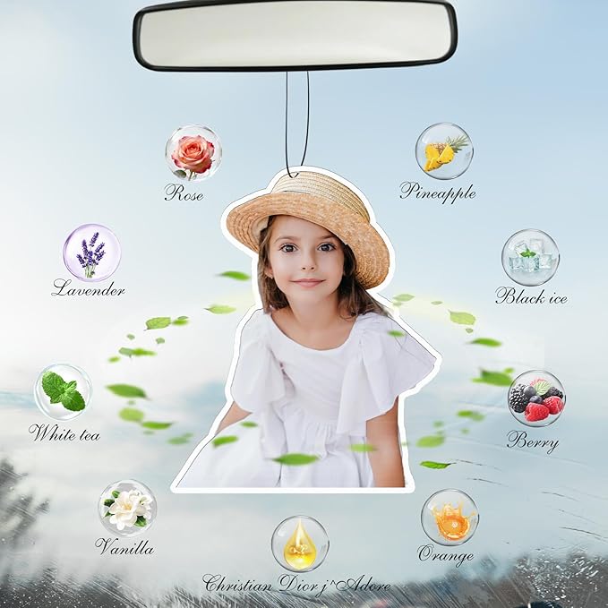 Custom Air Fresheners with Pictures - Personalized Photo air Freshener for Car, Double Sided Print Photo/Logo With Scents for Bedroom, Bathroom, Christmas Mother's Day Hanging Ornaments Holiday Gifts