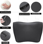 Car Headrest Pillow 100% Memory Foam, Breathable Removable Leather Cover, Premium Seat Support Head Neck Cushion for Driving Travel Home Office, Black, 1 Pack