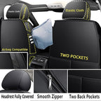 CAPITAUTO Seat Covers, Car Seat Covers Full Set, Black Car Seat Cover, Car Seat Covers Front Seats Back Seat Cover, Waterproof Faux Leather Seat Covers Fit for Most Cars Trucks SUV (Black)