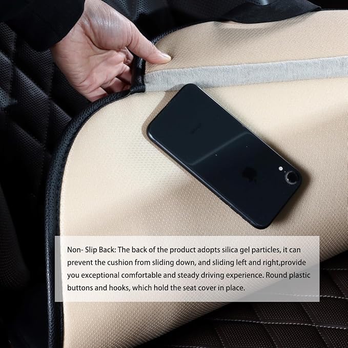 Linen Car Seat Covers,Cooling Bottom Seat Covers for Cars,Universal Car Seat Pad Cushion Breathable,Ventilated Only 2Pc Front Seat