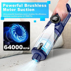 Handheld Vacuum Cordless - Car Vacuum Cleaner with Brushless Motor, 15kPa Powerful Suction Vacuum with LED Light, Type C Port, 2 Fliters, Portable Hand Vacuum for Home, Pet and Car