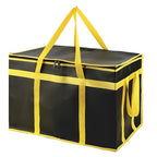 Bodaon Insulated Food Delivery Bag, XXXL Pizza Delivery Bags for Hot and Cold Food, Commercial, Large Capacity Reusable Warming Bag, Catering Cooler Bag for Catering (Black-Yellow Edge, 1Pk)