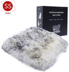 Winter Warmth: Universal Sheepskin Seat Cushion Cover - Natural Wool, for Cars, Trucks, SUVs & Vans - Cozy & Stylish Driving Companion Front Grey Tips
