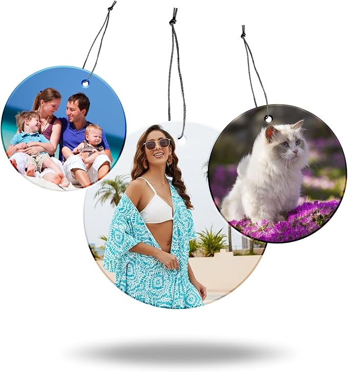 Custom Air Fresheners with Picture, Personalized Air Freshener, Custom Car Freshener, Dangle It Air Freshener for Car, Air Fresheners Custom with Picture (Round)