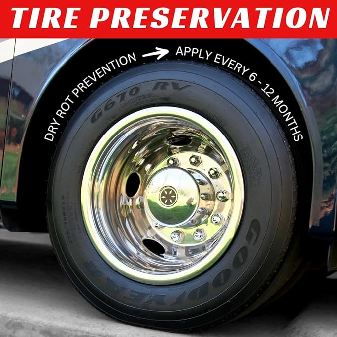 RENEW PROTECT - GLOZ Semipermanent Tire & Trim Treatment, Mid to High Shine & Durability, Floor Mat- RV- Motorcycle-Safe, Acrylic Ceramic-Hybrid Protectant, Wash-Proof, 5 min Dry-Seal 8oz
