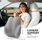 BEBAS Lumbar Support Pillow for Car, Memory Foam Back Cushion for Driving, Ergonomic Lumbar Pillow for Pain Relief, Comfort Lower Back Support for Office Chairs, Car Seat, Wheelchair -Gray