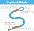 2-in-1 Dog Car Seatbelt Leash & Walking Lead - Heavy Duty 70CM Nylon Rope Leash with Secure Vehicle Buckle for Small Medium Large Dogs, for Travel, Walking, Training