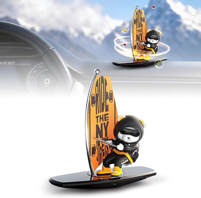 Car Air FreshenerThe Little Bear sways with the Refillable Air Purifier for Car Interior Dashboard Decorations Accessories(NY-Black)