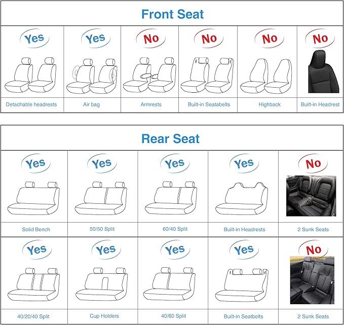 AOOG Fuzzy Car Seat Covers, Heated Bench Back Cushion Protector for Cars SUV Trucks(Front Pair,Black)