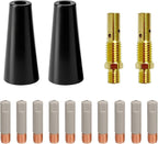 14pcs Flux Core Gasless Nozzle Welding Kit with Non-Stick Coating; Ceramic Welding Tips Replacement MIG Welder Accessories,Compatible with Lincoln,Eastwood and more (coated .035" Kit)