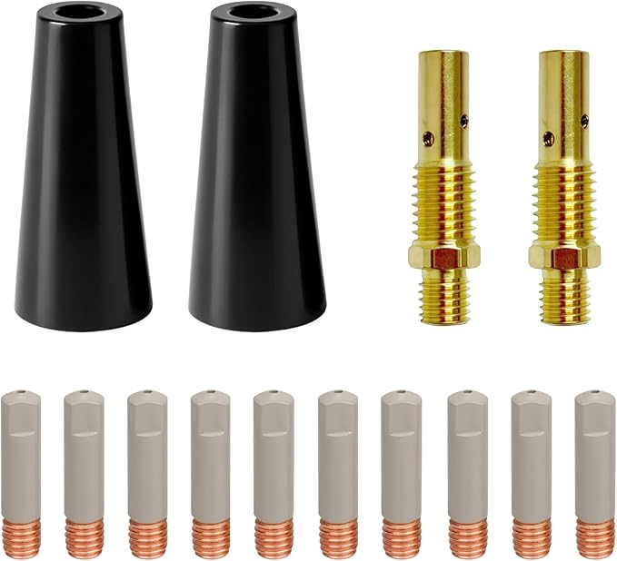 14pcs Flux Core Gasless Nozzle Welding Kit with Non-Stick Coating; Ceramic Welding Tips Replacement MIG Welder Accessories,Compatible with Lincoln,Eastwood and more (coated .030" Kit)