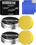 Ceramic Wax Cream, Strong Protection Car Coating Polishing Wax, Auto Car Scratch Repair Remover Paste, Paint Care Lasting Protection Waxes with Sponge(2Pcs)