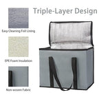 Bodaon 4-Pack Soft Cooler Bag Insulated, X-Large Collapsible Grocery Shopping Tote Bags for Food Delivery, Portable Softside, Insulated Pizza Delivery Bag, Dark Gray