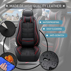 Leather Car Seat Covers Fit for Toyota Mirai 2016-2024, 5 Seater Car Seat Cover, Premium Waterproof, Scratch Resistant Car Interior Accessories (Full Set with Pillow Black Red)