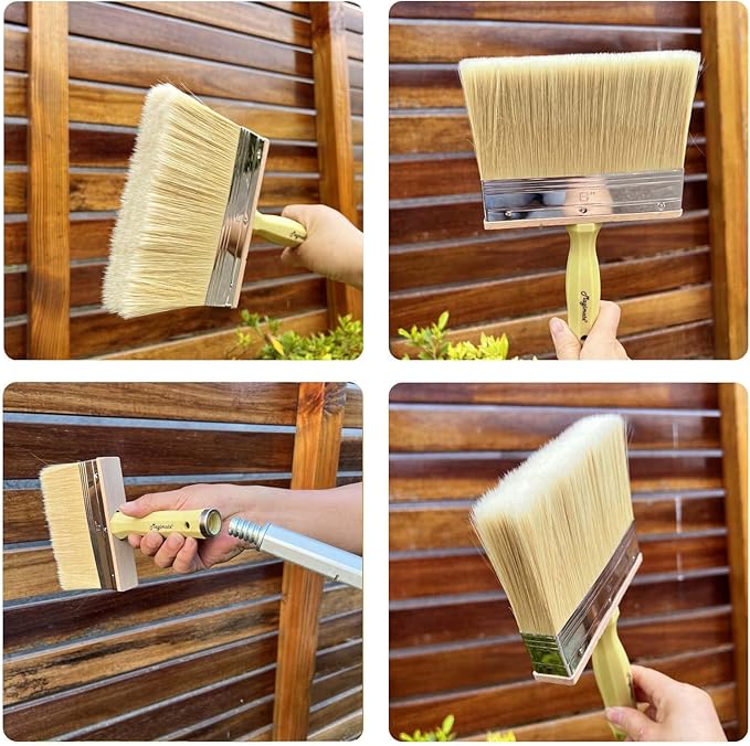 6 Inch Extra-Wide Paint Brush Large Block Stain Brushes Heavy-Duty Household Bristle Paint Brush for Walls, Dusting, Masonry, Wood Deck and Fence Stain Applicator by Magimate