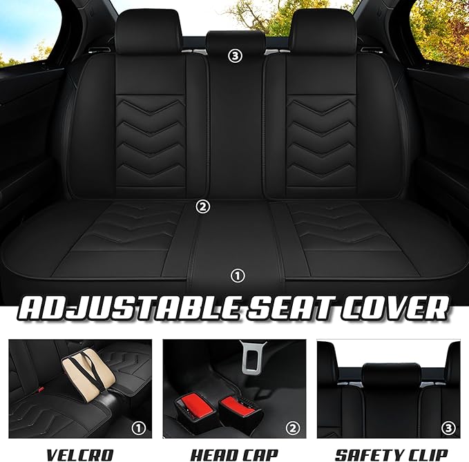 Car Seat Covers for VW Eos 2007-2016, Premium Nappa Leather Car Seat Cover, Stylish Sport Seat Covers， Automobile Seat Cover Sets.(Standard 5 Seats/Pure Black)