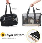 Cat Carrier Airline Approved, Soft-Sided Dog Carrier with Inner Safety Leash, Pet Transport Carrier for Small-Medium Cats Puppies up to 15 Lbs, Collapsible Travel Kitten Carrier Bag -Gray M