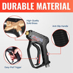 YAMATIC Pressure Washer Short Gun 5000 PSI - Stainless Steel 3/8" Swivel Plug & M22-14mm Coupler, Power Washer Stubby Trigger Handle with 1/4" Quick Connect for Foam Cannon Car Wash