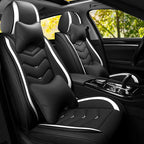 Car Seat Covers Fit for Toyota rav4 2000-2026, Stylish Sport Seat Covers, Waterproof Wear-Resistant Premium Nappa Leather Car Seat Cover.(2 Pcs Front with Pillow/Black White)