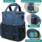 PetAmi Dog Travel Bag Pet Supplies Accessories Organizer for Traveling, Camping, Weekend; Cat Pet Travel Bag Kit Includes 2 Food Storage Containers, 2 Collapsible Bowls, 1 Feeding Mat (Navy Blue)