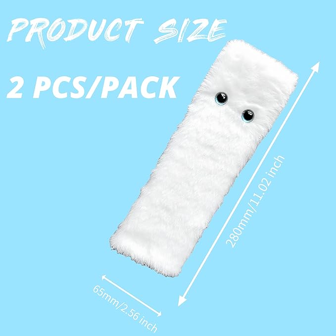 White Cat Eyes Seat Belt Strap Cover Pad, Cute Funny Kawaii Interior Car Accessories Decor, for Auto Car Truck Pickup 2025, Artificial Soft Wool, Fluffy Shoulder Neck Cushion Protector, 2 PCS