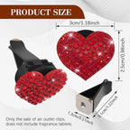 2PCS Heart-Shaped Car Vent Clip with Rhinestone, Car Vent Accessory, Bling Heart Charm Air Conditioning Outlet Clip, Auto Diffuser Air Freshener Charm for Women Girls (Red, Heart)
