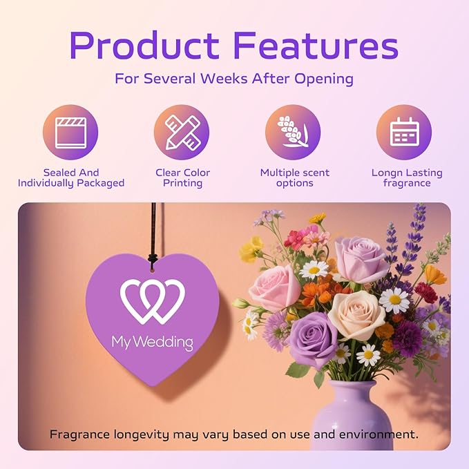 HINFKA 10-1000 Pcs Custom Air Fresheners with Picture – Personalized Double-Sided Photo or Logo Bulk Air Freshener, Customized Gifts for Corporate and Business Branding