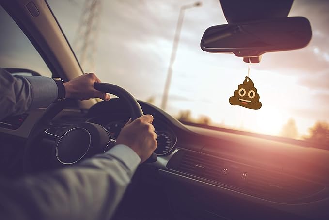 Elektroplate Poop Smiley Face Automotive Air Fresheners for Vehicles | Cherry Scent (12-Pack) | Made in the USA