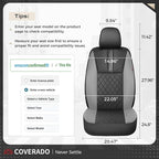 Coverado Car Seat Covers Full Set, Automotive Leather Seat Covers for Car，Universal Fit Front Back Seat Cover, Non-Slip Waterproof Breathable Car Seat Protector