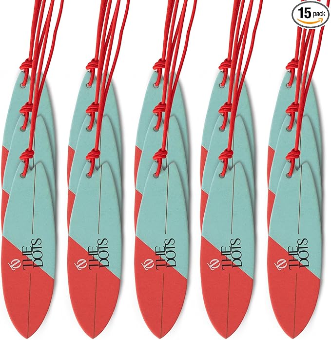 THEDOTS 15 Pack Frosted Ebony Car Fresheners, Cool Surfboard Design, Long Lasting Scent Odor Eliminator, Hanging Auto Gift for Men